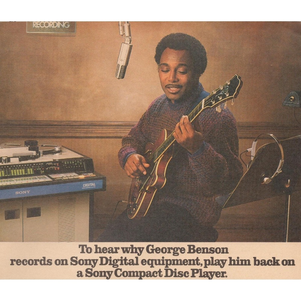 Vintage 1986 Sony Compact Disc Player Print Ad George Benson Digital Audio